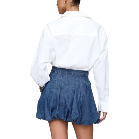 NWT Gap Pleated Denim Bubble Hem Mini Skirt Western Preppy Casual Women's 20 - Picture 5 of 10